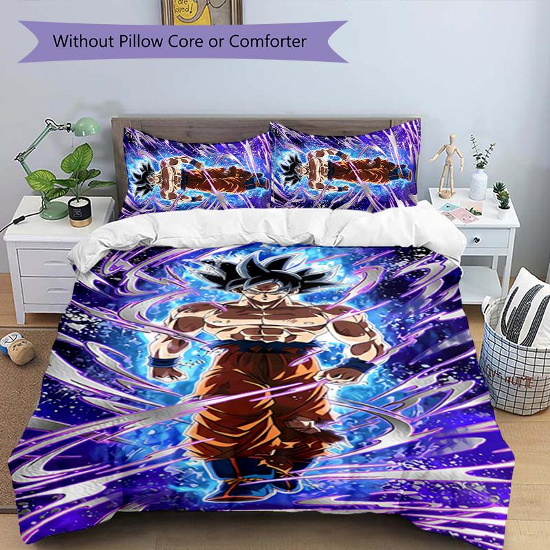 Goku 3pcs Bedding Set Duvet Cover Closure Includes 1 Duvet Cover & 2 Pillowcases for All Seasons Bedroom Home Dorm Decor