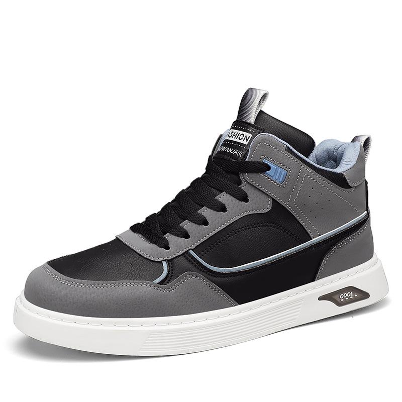 

Four seasons student color matching lace-up casual board shoes Korean version fashion personalized flat shoes men s high-top trendy shoes 2025 39