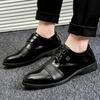 Men's Trendy Korean Style Black Leather Shoes - Breathable Casual and Formal Round Toe Design