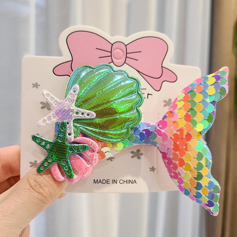 1PCS New Starfish Shell Sequin Mermaid Princess Cute Baby BB Clips Girls Hairpins Hair Clips Kids Headwear Children Accessories