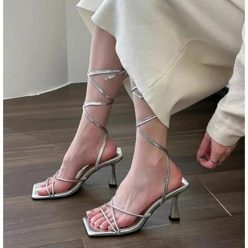 2025 Women's Summer Cross Strap Designer Party High Heel Shoes Stiletto Sandals Daily Office Fashion Womens Thin Heels Sandals