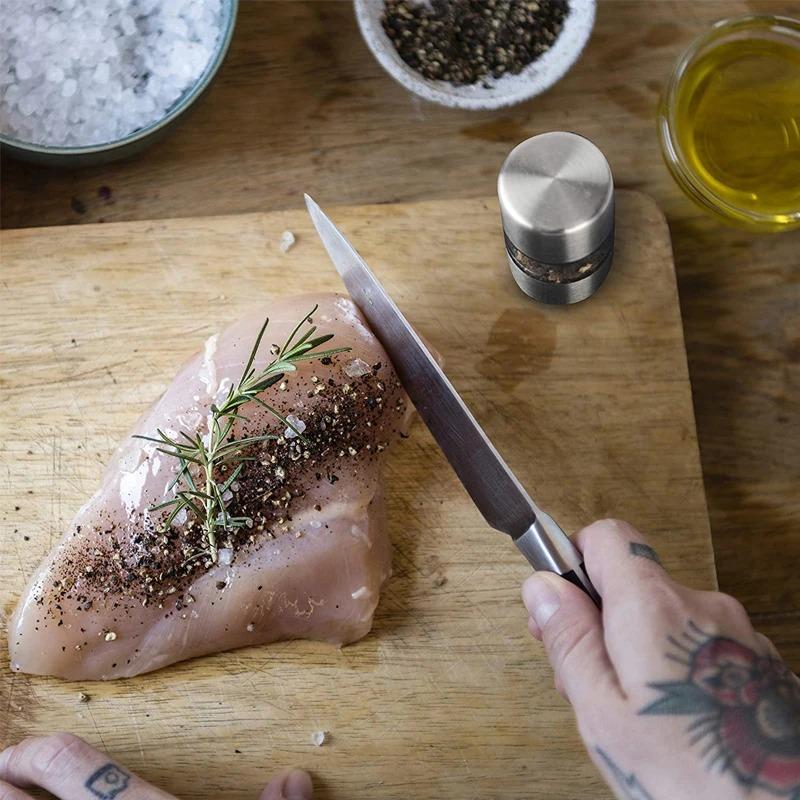 Manual Stainless Steel Salt&Pepper Grinder - Portable Mini Mill for Herbs,Spices, and Rose Salt, Adjustable Coarse/Fine Kitchen