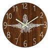 Silent 12 Inch Luminous Wall Clock Wood Grain Nordic Style Digital Clock Round Battery Operated Quartz Wall Clock Wall Decor