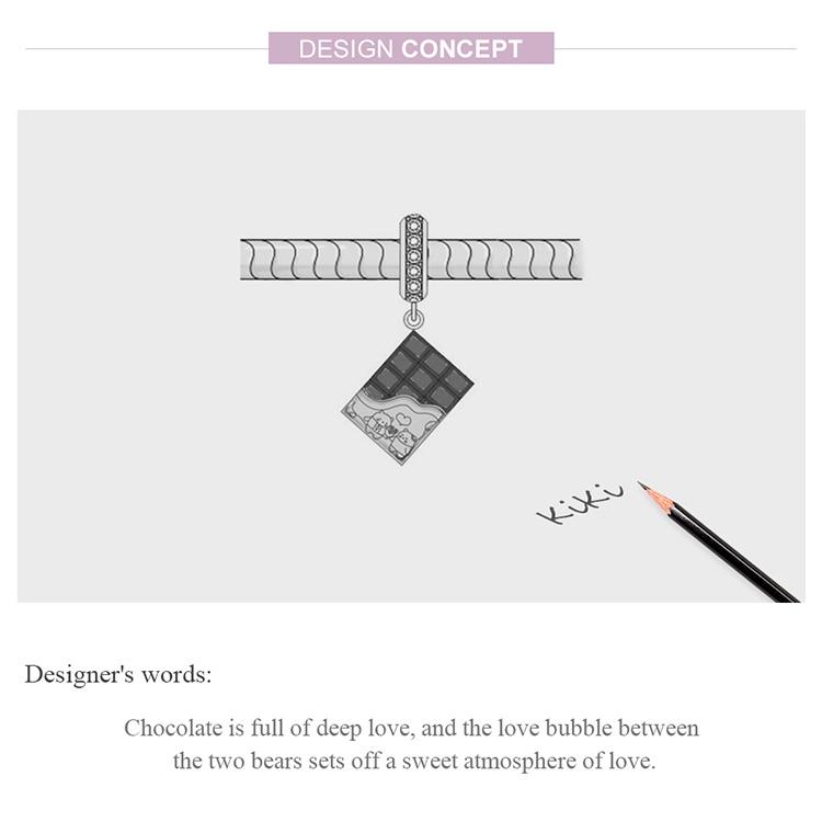 WOSTU 925 Sterling Silber Schokoladen-Liebesanhänger, passend für Original-Armbänder und Halsketten, DIY-Schmuck