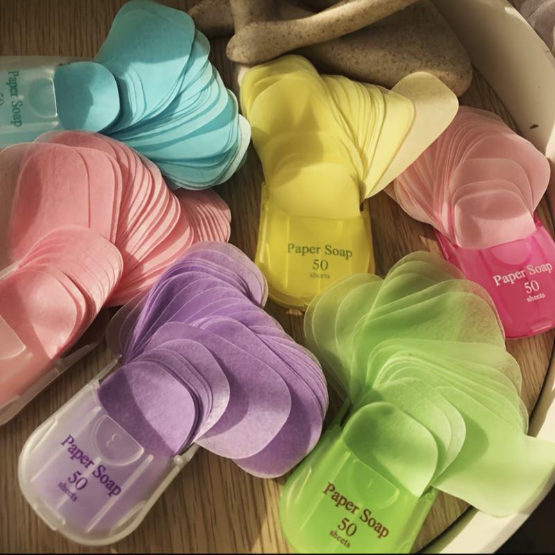 50Pcs Lavender Portable Soap Sheets, Glycerin Disposable Soap Paper for Travel Camping Outdoor