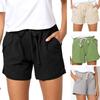 Lässige Shorts für Damen, elastische Shorts mit Kordelzug und hoher Taille, bequeme, atmungsaktive, leichte Sommer-Sport-Shorts mit Taschen für die Arbeit, den Urlaub, den Strand