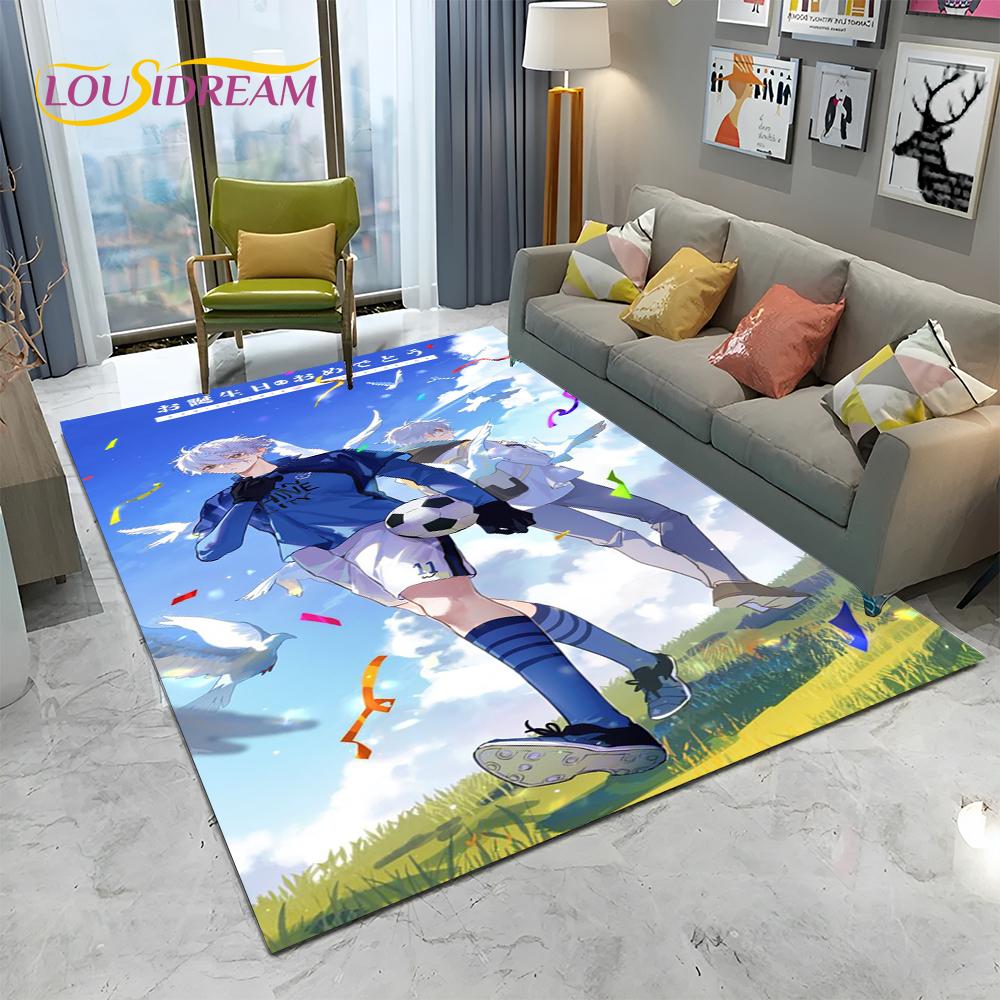 Teppich mit Cartoon-Motiv, blaues Schloss, Fußball, Anime, für Zuhause, Wohnzimmer, Schlafzimmer, Sofa, Fußmatte, Dekoration, Kinderspielbereich, rutschfeste Bodenmatte