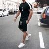 Men's Super Street Shooting Sportswear Summer Set, Two Piece Set, T-shirt, Shorts, Printed Casual Set