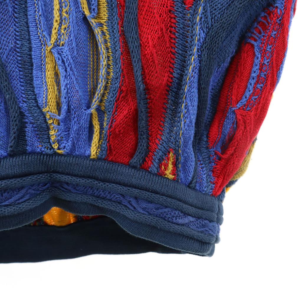 90s Old 3D Long Sleeve V-neck 3D Knit Multi Men's Used