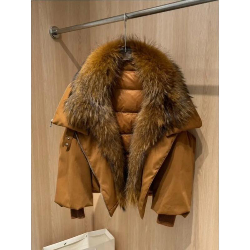 Giacca Invernale Donna Taglia L Collo in Vera Pelliccia di Volpe Giacca Imbottita Larga Calda Parka Cappotti in Piuma