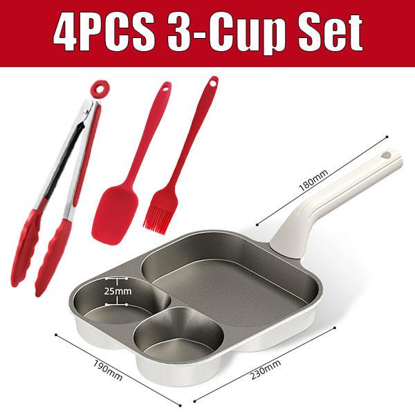 Egg Frying Pan 4-in-1 Pancake Omelette Pan Titanium Nonstick Grill Pan Breakfast Skillet with Ergonomic Handle for All Stoves