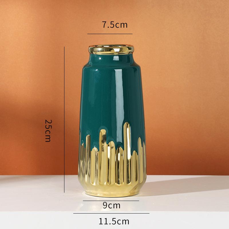 Keramické vázy modelový pokoj dekorace obývacího pokoje domov hydroponické aranžování květin galvanické zlacení zelené ozdoby