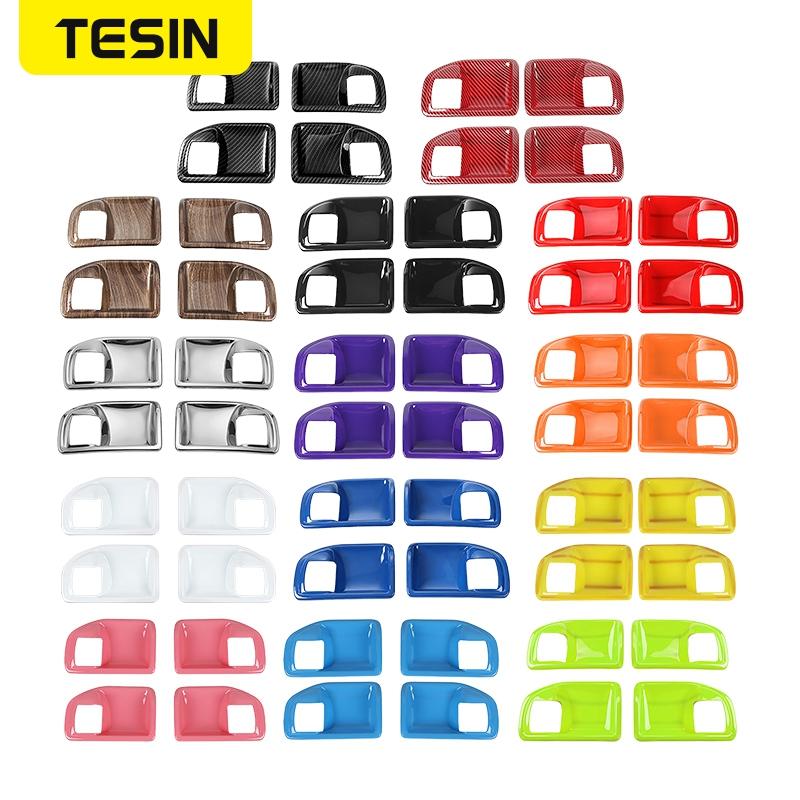 TESIN 4 Door Interior Door Handle Bowl Decoration Cover Trim Stickers for Jeep Wrangler JK 2011-2017 ABS Car Accessories