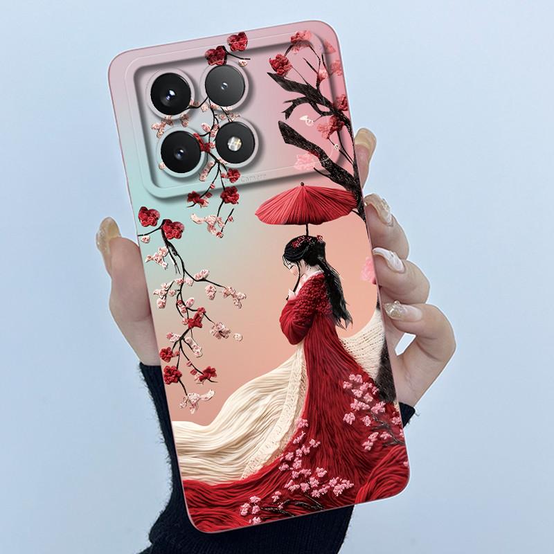 For Xiaomi Poco X6 Pro 5G Case Poco X6Pro Back Cover Fashion Simplicity Floral Soft Liquid Silicone Shell For PocoX6 Pro Fundas