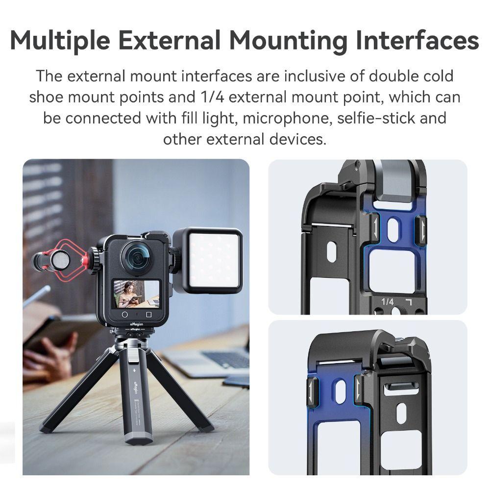 Aluminium Alloy Metal Rabbit Cage Cold Shoe Mount Frame for DJI Osmo 360 Action Camera Accessories