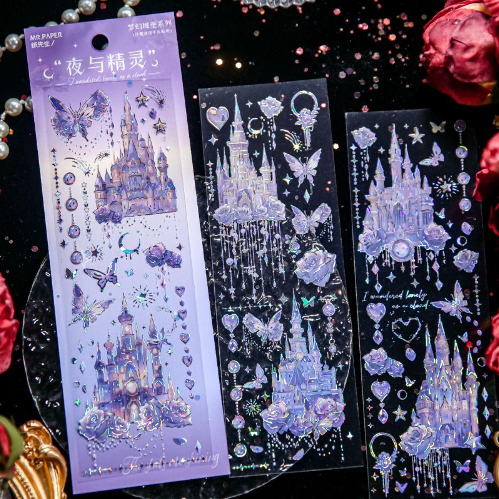 

Ручная работа Фэнтезийный замок наклейка DIY ремесла голографическая лазерная наклейка ручной учетной записи