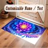 Floral Garden Theme Crystal Velvet Floor Rug Personalized Custom Name Text Warm Carpet Home Decoration