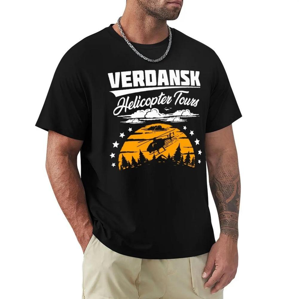 Мужская черная футболка COD Black Ops Cold War Adventure Games Warzone Verdansk Helicopter Tours Classic Pure Cotton Tees Harajuku S чёрный