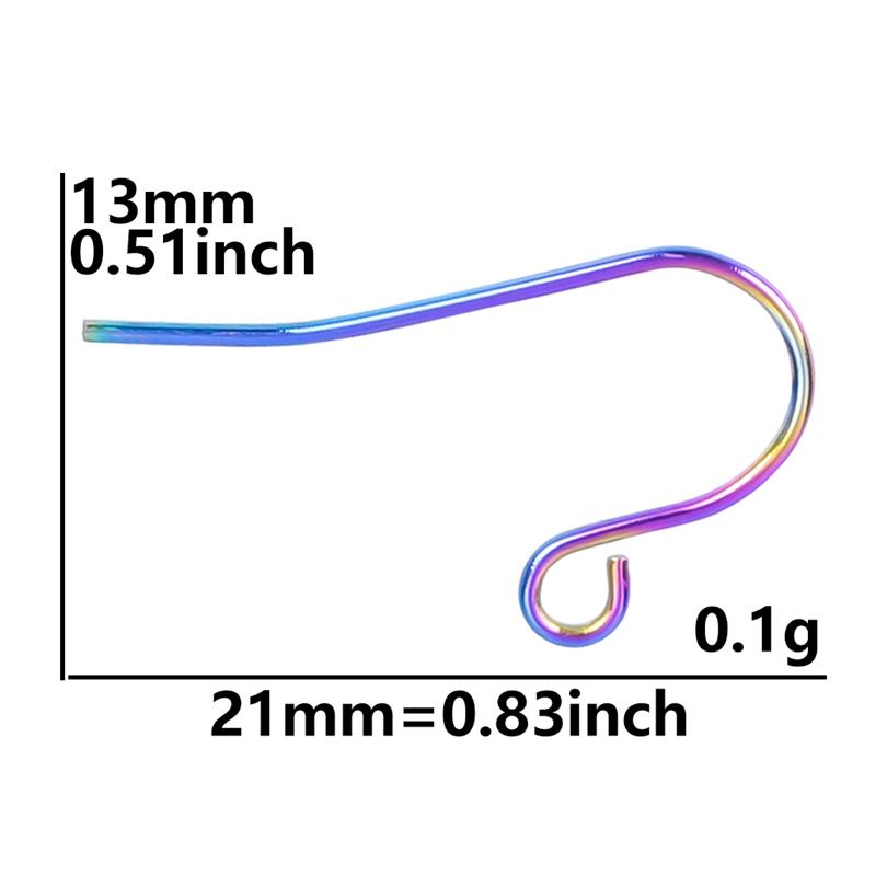 50pcs/Lot Rainbow Ear Hooks For Jewelry Making Earrings Ear Piercing Hoop Stainless Steel Jewelry Findings Wholesale Components