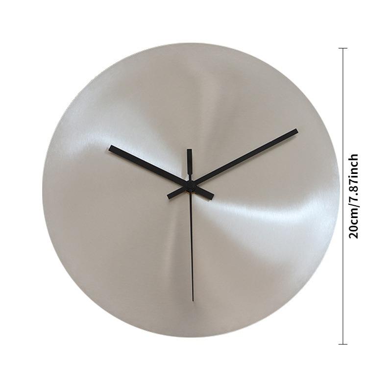 Round Silvery Silent Wall Clocks Industry Numberless Living Room Wall Watch Stainless Steel Panel Modern Simple Home Decor