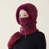 New Winter Cycling Fleece Thickened Warm Needle Wool Pullover Hat Women's Scarf Integrated Ear Protection Knitted Hat