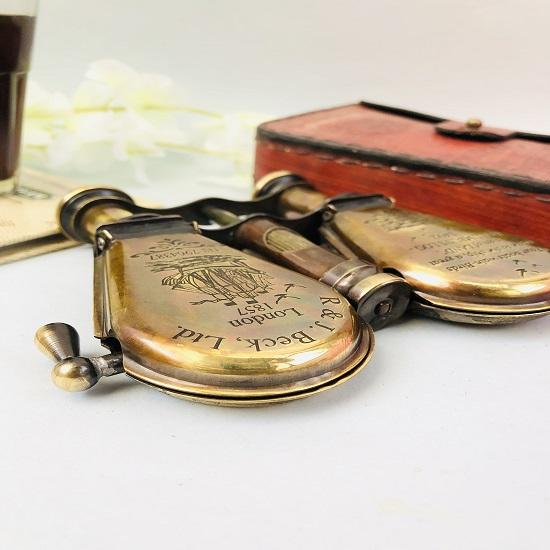 Vintage Portable Binocular Nautical Spyglass Glass Binocular for Hiking, Camping Columbus Binocular