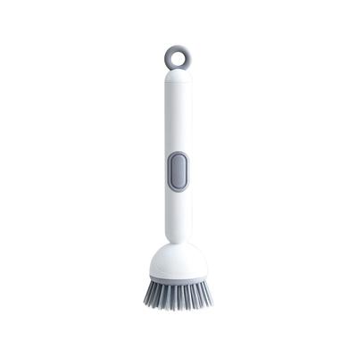 Creative Squeezable Pot Brush with Handle for Kitchen and Household Dishwashing, Long Handle Rotatable Cleaning Brush
