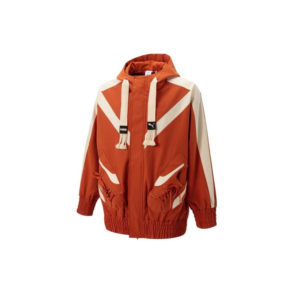 Puma X Staffonly X Monopoly Co-Branded Logo Pocket Woven Colorblock Jacket Unisex Outerwear Coffee 539895-83