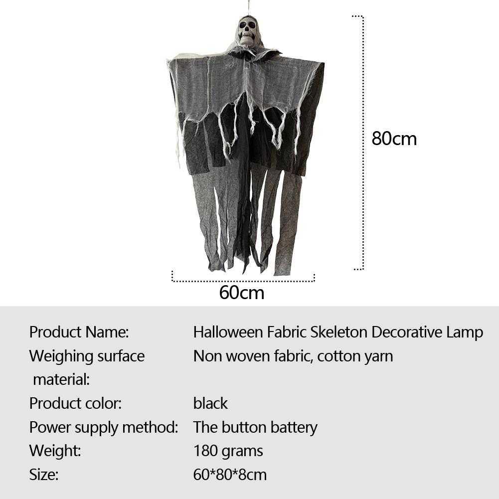 Hanging Skull Horror Ghost with LED Lights Patio Porch Skull Prop for Haunted House Halloween Party Decoration