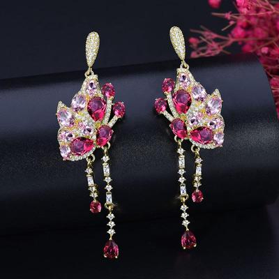 WWJ – boucles d'oreilles pendantes élégantes en forme de papillon, longues pampilles en zircone cubique