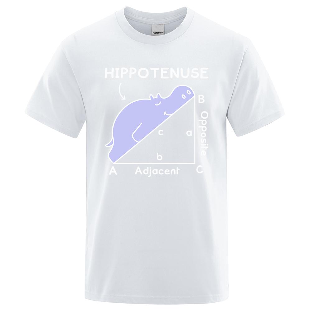 Hippo Sleeping On Math Problem Print Man Tshirts Summer Tshirt Breathable O-Neck Short Sleeve Harajuku Loose Tshirt Cotton Tops
