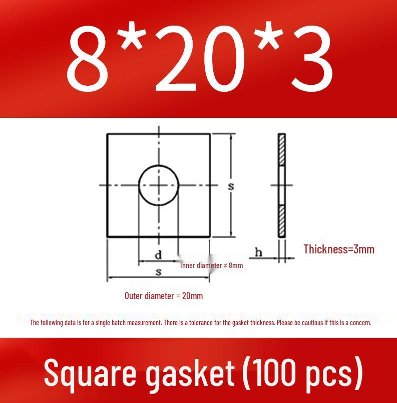 Thick Galvanized Square Iron Washer with Hole for M6-M24 Curtain Wall Use