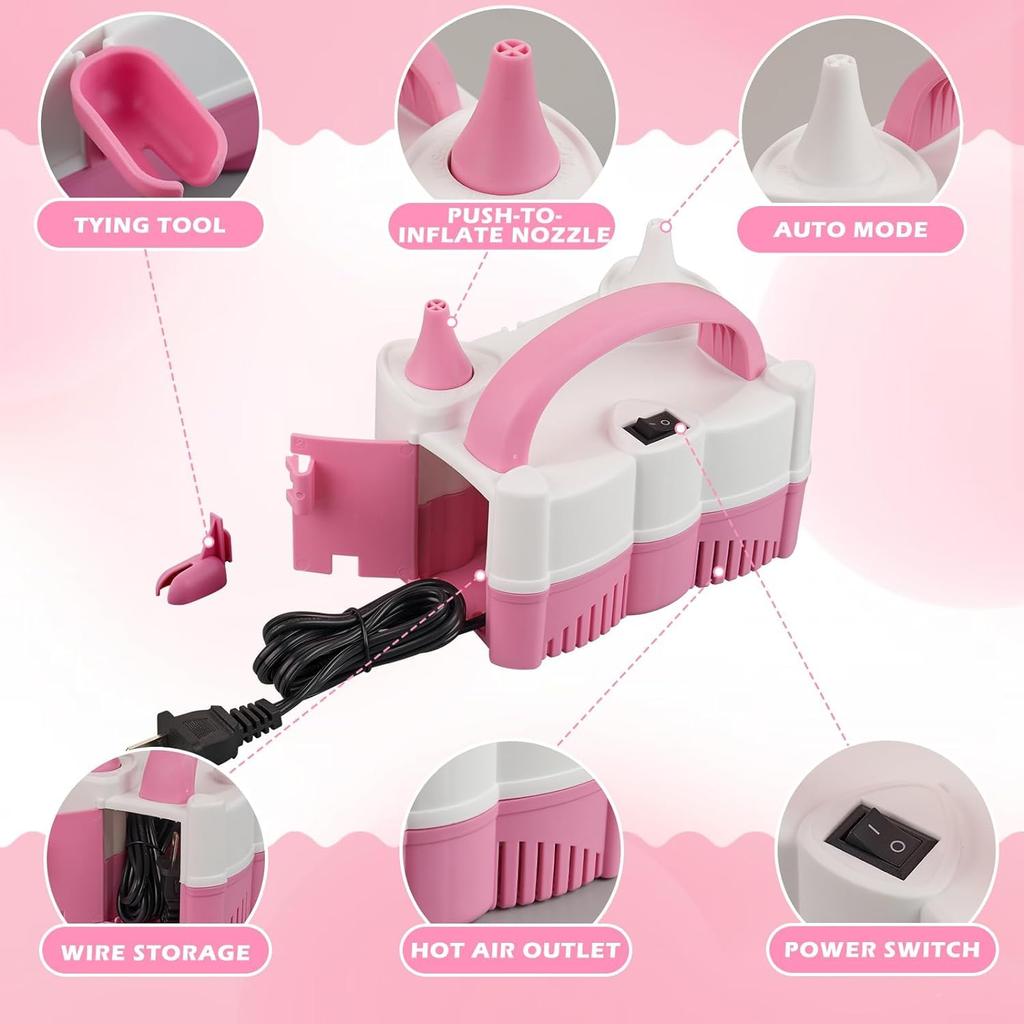 Electric Balloon Pump Kit, Dual Nozzle Air Pump for Balloon Inflator, Balloon Blower Inflator for Party, Birthday, Wedding Balloon Decoration, Include