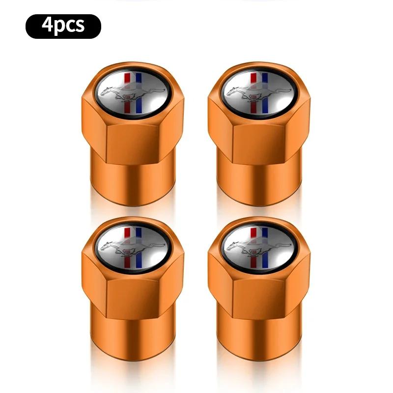Car Sticker Ford 4Pcs Car Logo Metal Wheel Stem Covers Tire Valve Caps Decoration For Ford Mustang GT500 GT350 Cobra Shelby Focu