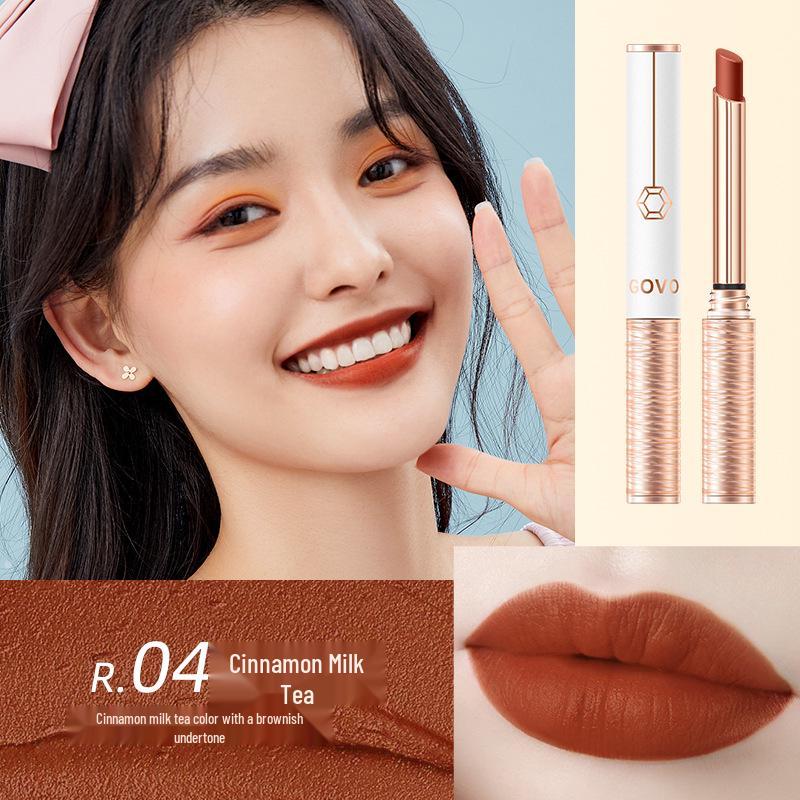 GOVO Velvet Matte Waterproof Lipstick In Cinnamon Milk Tea - Long-Lasting, Non-Fading, Non-Stick, Whitening Effect.