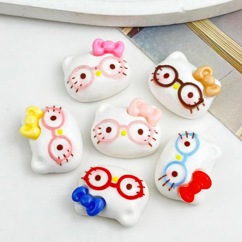 Cartoon Cat Resin Accessories: Glasses, Hair Clips, Bracelets, Keychains & Ornaments