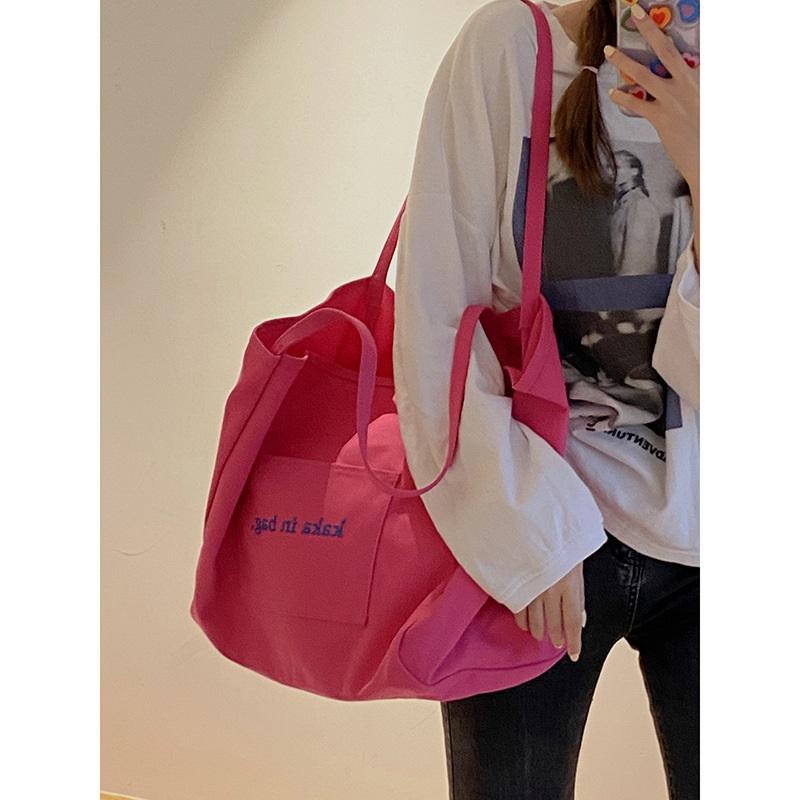 Casual Canvas Bag Female Summer Tide Fashion Tote Bag All-match Ins Large-capacity Bag Shopping Bag Bag