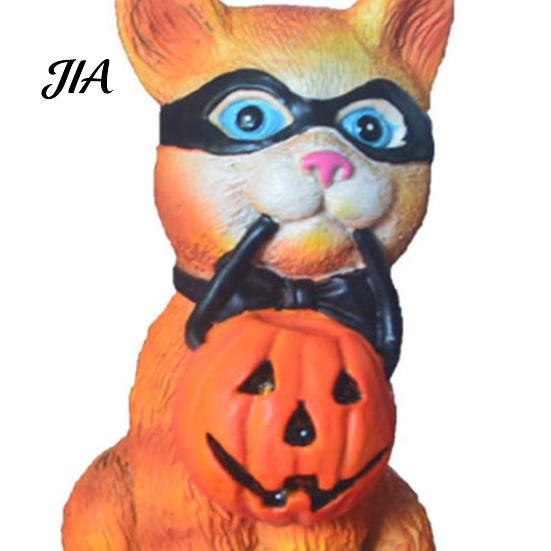 Shelf Decor for Cat Lovers Halloween Figurine, Resin Miniature Statue, Desktop Animal Ornaments Collectibles with Witch Hat/Cloak/Pumpkin Lamp Design