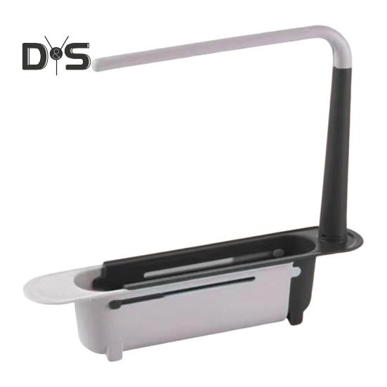 Teleskopický úložný stojan na dřez Velkokapacitní Nastavitelný design Větraný Dutý Odkapávač na kuchyňský dřez s držákem na ručníky