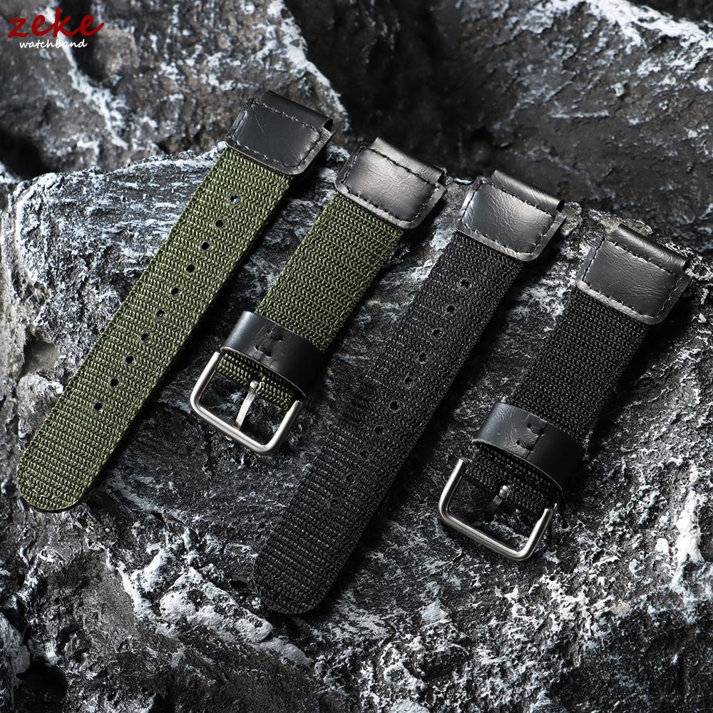 19mm Nylon Watch Strap for Casio FT-500WC Black Green Brown Bracelet Canvas Leather Breathable Sports Wrist Band for Men Women