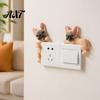 Creative Light Switch Ornament 3D French Bulldog Resin Cover, Cute Cartoon Dog Wall Socket Frenchie Room Decor Decor, Self-Adhesive Animal