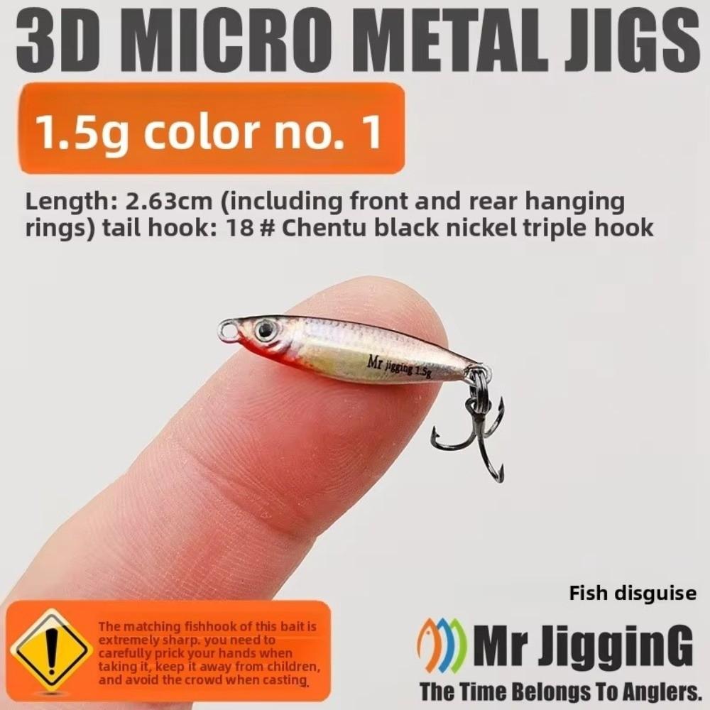 Iron Plate Micro Sized Bait 1.5g Weight 3D Design Metal Cast Jig Spoon Metal Material Mini Size Micro Sequin Fishing Lures Pesca