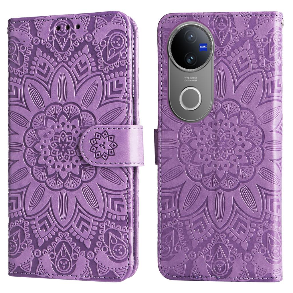 For Vivo V50 5G Case Sunflower Imprint Leather Wallet Phone Cover