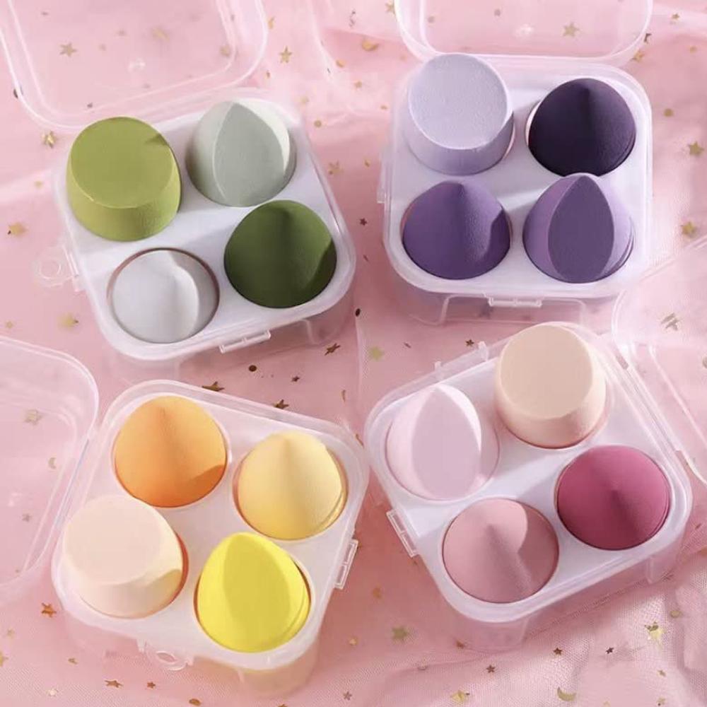 4 Huevos Beauty Blender, Caja Transparente, Impecable para Cremas, Polvos y Líquidos beauty blender