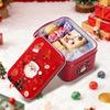 1 Pcs Christmas Gift Box With Handle Tinplate Candy Cookie Packaging Box Containers Kids  Year Gift Decor Xmas Party Supplies