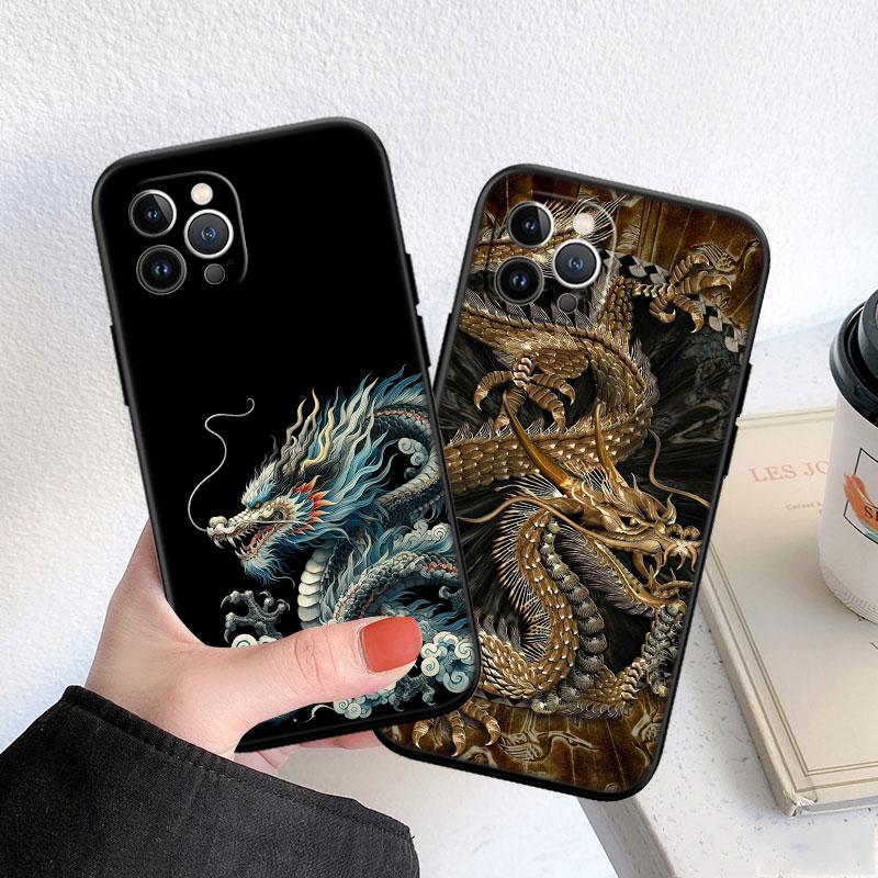 LO25 Chinese Dragon Soft Shell Phone Case for iPhone SE X XS XR 11 16E 17 Pro Max Air 8 7 6 6s Plus