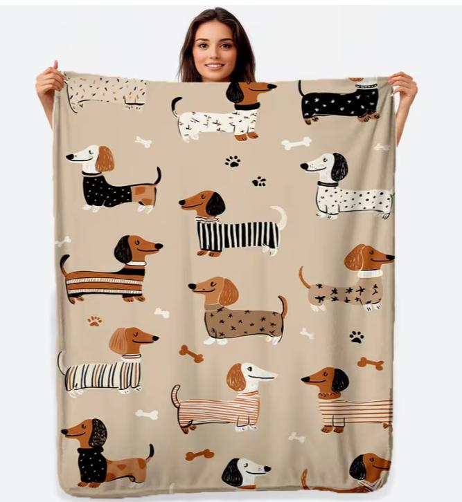 Dachshund Blanket Flannel Gift, Lightweight Plush Throw, Warm for Sofas & Beds, Perfect for Holidays Blanket