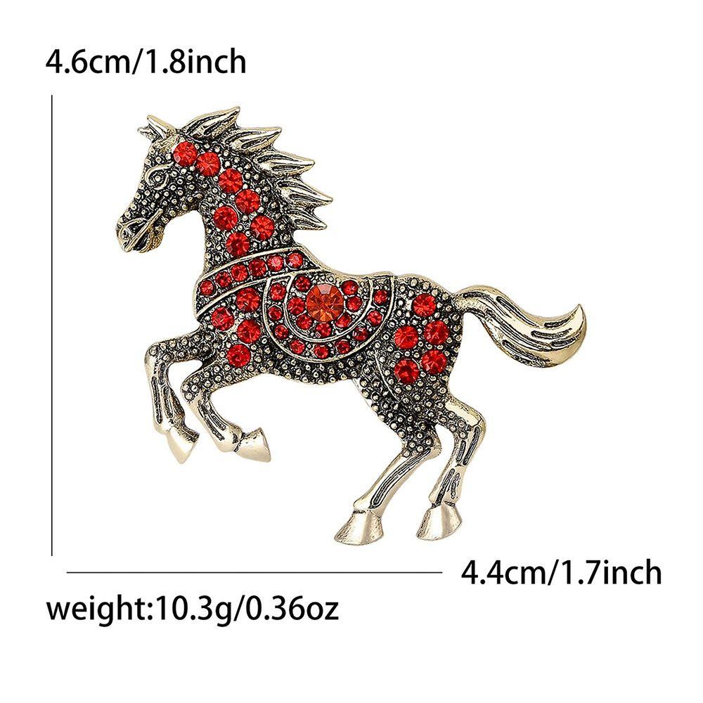 Gift Rhinestone Running Horse Brooch Traditional Vintage Zodiac Animal Badge Retro Brooch Pins Cultural Art