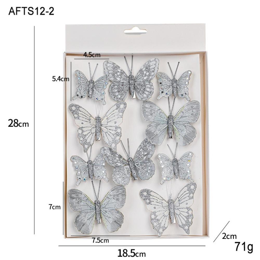 3/6/10Pcs Plastic DIY Artificial Butterfly Decoration Pendant Hanging Ornament Christmas Tree Ornament New Year