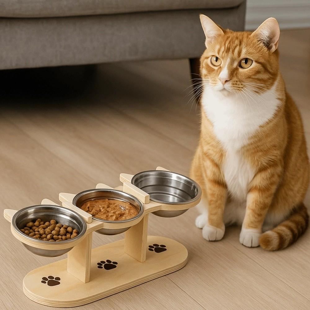 15 ° Slant Cat Food Water Bowl Anti-flip Elevated Pet Feeder Bowl  Household